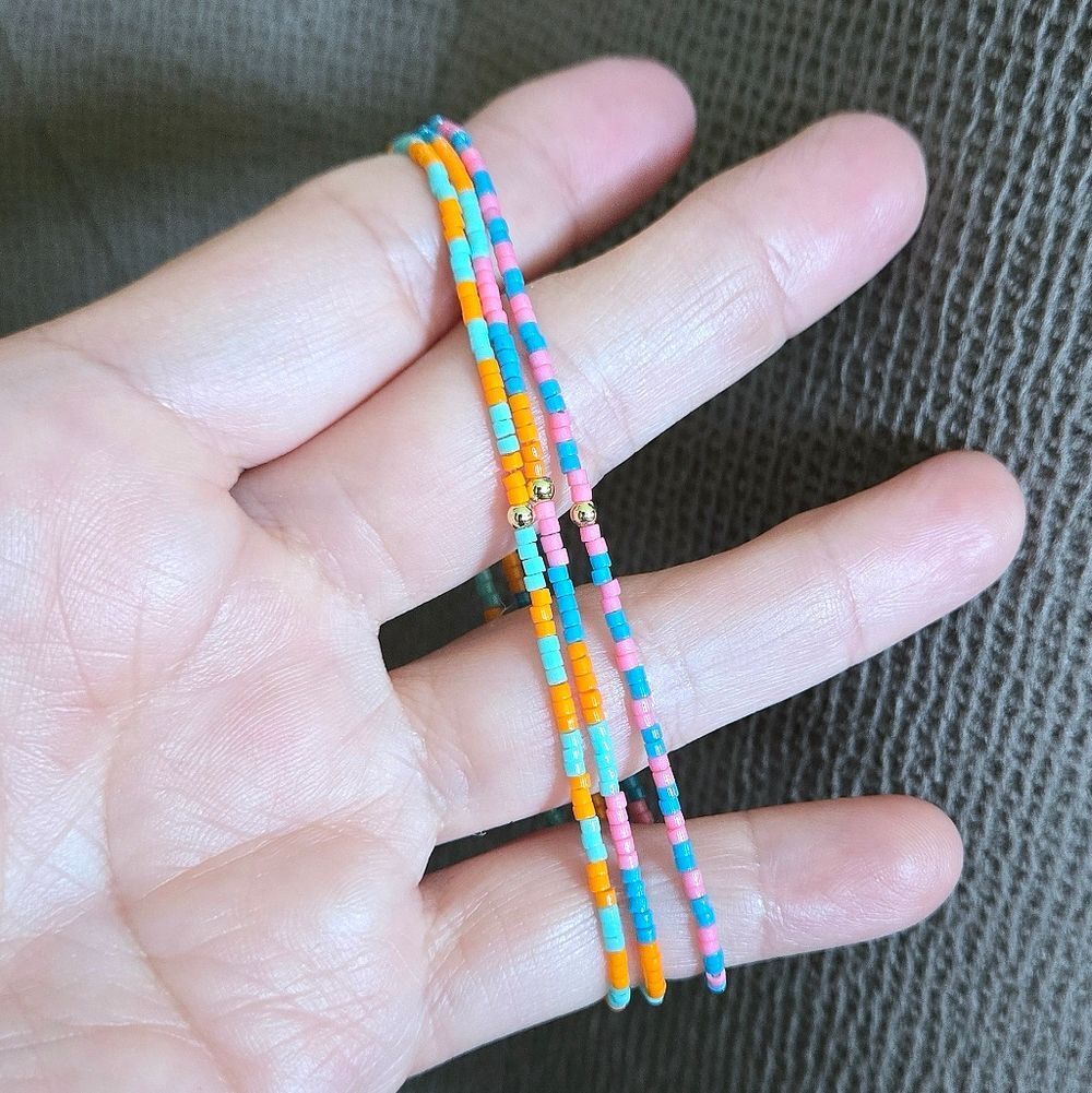 Gorjana "Gigi Stripe" Glass🪟 Bead Stretch Bracelet Trio3️⃣ (MIAMI) - NWT - Picture 4 of 16